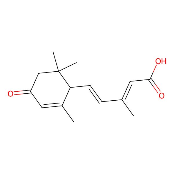 2D Structure of (2Z,4E)-3-methyl-5-[(1R)-2,6,6-trimethyl-4-oxocyclohex-2-en-1-yl]penta-2,4-dienoic acid