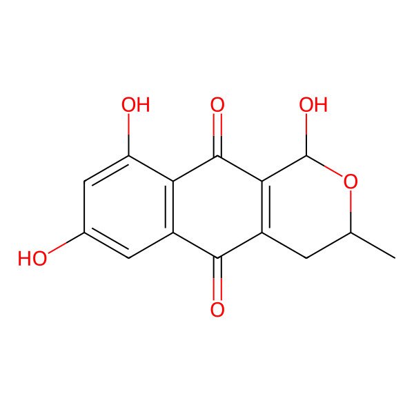 2D Structure of 1,7,9-trihydroxy-3-methyl-3,4-dihydro-1H-benzo[g]isochromene-5,10-dione