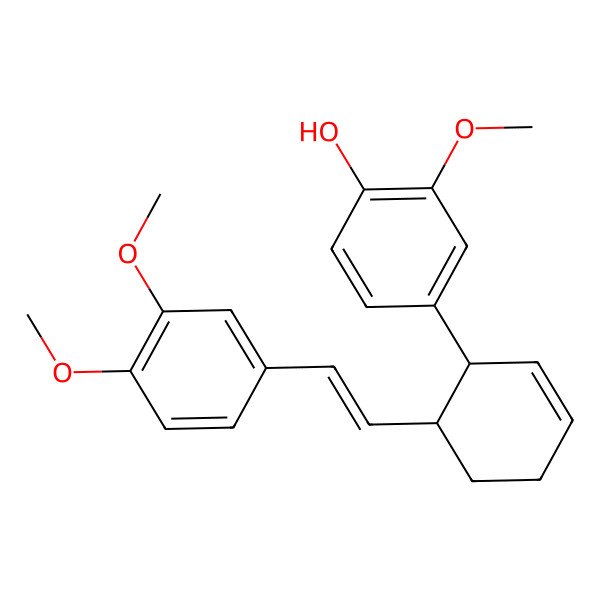 2D Structure of (+/-)-trans-3-(4-Hydroxy-3-methoxyphenyl)-4-[(e)-3,4-dimethoxystyryl]cyclohex-1-ene