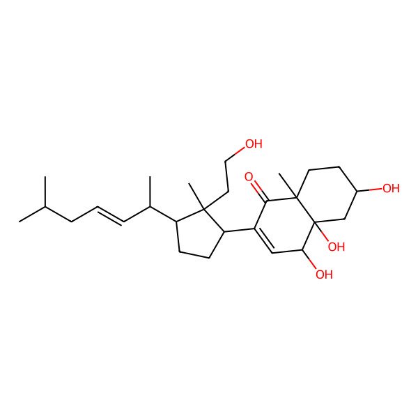 2D Structure of (4S,4aR,6S,8aS)-4,4a,6-trihydroxy-2-[(1R,2R,3R)-2-(2-hydroxyethyl)-2-methyl-3-[(E,2R)-6-methylhept-3-en-2-yl]cyclopentyl]-8a-methyl-5,6,7,8-tetrahydro-4H-naphthalen-1-one