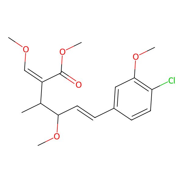 2D Structure of 5-Hexenoic acid, 6-(4-chloro-3-methoxyphenyl)-4-methoxy-2-(methoxymethylene)-3-methyl-, methyl ester, (2E,3S,4S,5E)-