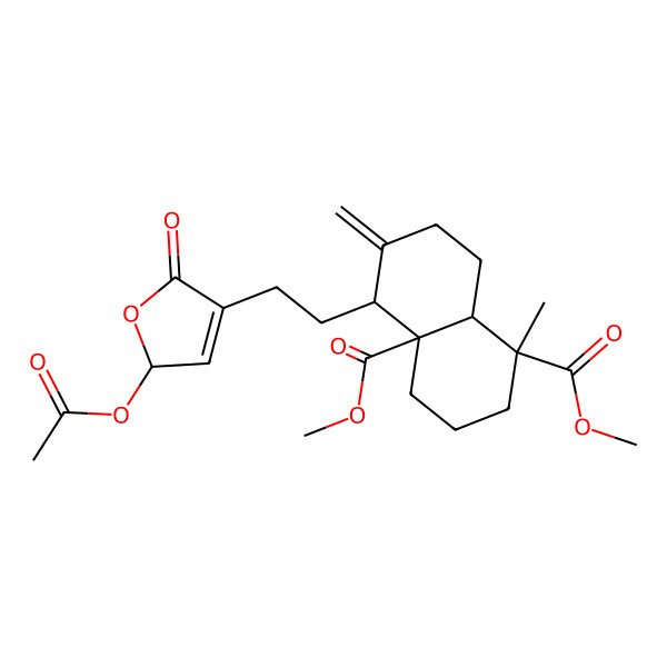 2D Structure of dimethyl 5-[2-(2-acetyloxy-5-oxo-2H-furan-4-yl)ethyl]-1-methyl-6-methylidene-3,4,5,7,8,8a-hexahydro-2H-naphthalene-1,4a-dicarboxylate