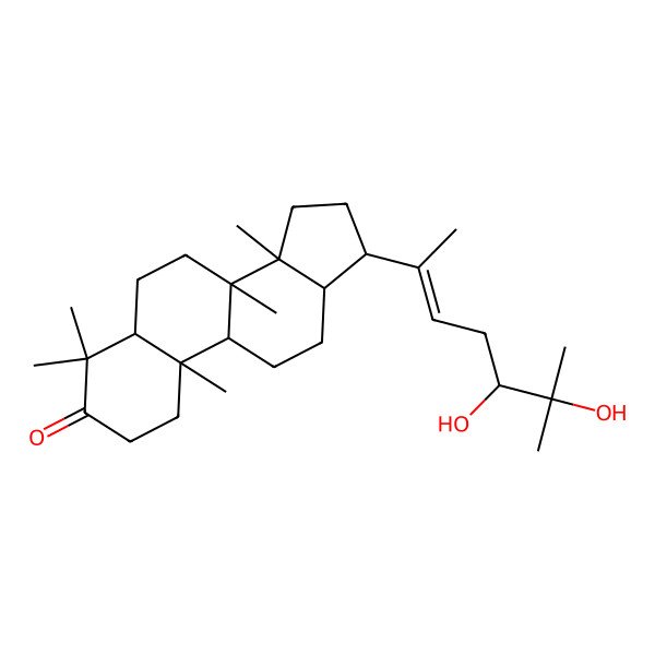 2D Structure of 17-(5,6-Dihydroxy-6-methylhept-2-en-2-yl)-4,4,8,10,14-pentamethyl-1,2,5,6,7,9,11,12,13,15,16,17-dodecahydrocyclopenta[a]phenanthren-3-one