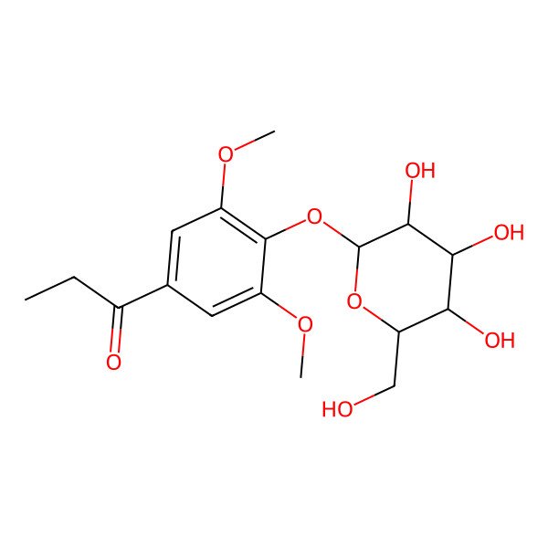 2D Structure of 1-[3,5-dimethoxy-4-[(2S,3R,4S,5S,6R)-3,4,5-trihydroxy-6-(hydroxymethyl)oxan-2-yl]oxyphenyl]propan-1-one