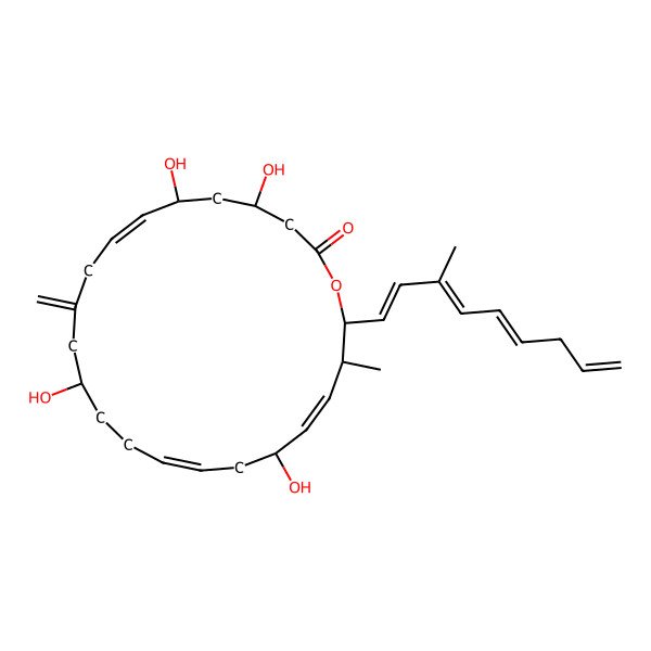 2D Structure of 4,6,12,18-Tetrahydroxy-21-methyl-10-methylidene-22-(3-methylnona-1,3,5,8-tetraenyl)-1-oxacyclodocosa-7,15,19-trien-2-one