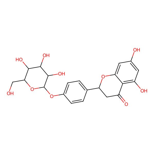 2D Structure of (2S)-5,7-dihydroxy-2-[4-[(2S,3R,4R,5S,6R)-3,4,5-trihydroxy-6-(hydroxymethyl)oxan-2-yl]oxyphenyl]-2,3-dihydrochromen-4-one