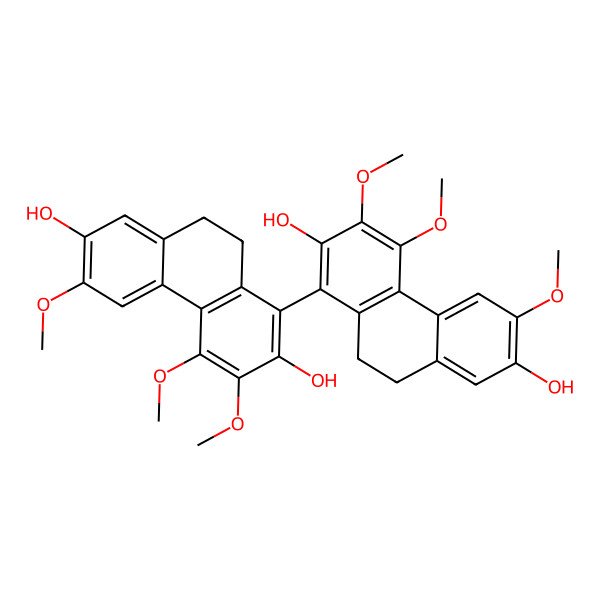 2D Structure of 1-(2,7-Dihydroxy-3,4,6-trimethoxy-9,10-dihydrophenanthren-1-yl)-3,4,6-trimethoxy-9,10-dihydrophenanthrene-2,7-diol