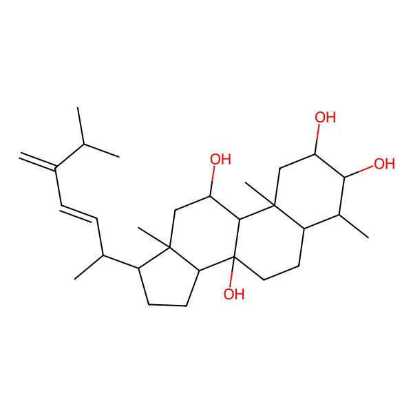 2D Structure of (2R,3S,4S,5S,8R,9R,10S,11S,13R,14R,17R)-4,10,13-trimethyl-17-[(E,2R)-6-methyl-5-methylidenehept-3-en-2-yl]-1,2,3,4,5,6,7,9,11,12,14,15,16,17-tetradecahydrocyclopenta[a]phenanthrene-2,3,8,11-tetrol