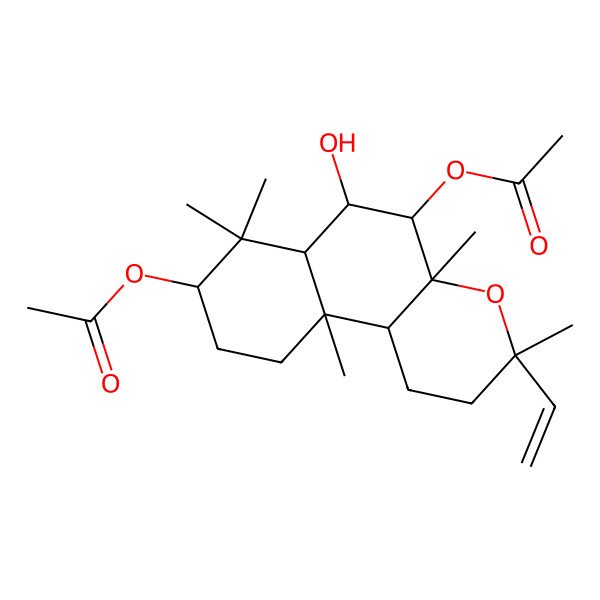 2D Structure of (5-acetyloxy-3-ethenyl-6-hydroxy-3,4a,7,7,10a-pentamethyl-2,5,6,6a,8,9,10,10b-octahydro-1H-benzo[f]chromen-8-yl) acetate