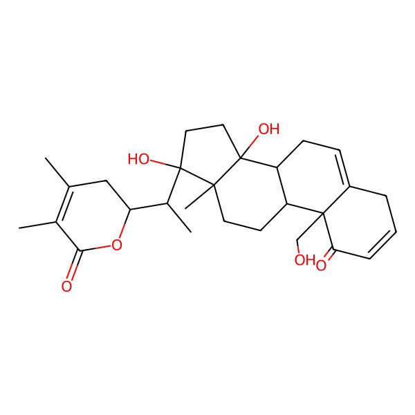 2D Structure of 2-[1-[14,17-Dihydroxy-10-(hydroxymethyl)-13-methyl-1-oxo-4,7,8,9,11,12,15,16-octahydrocyclopenta[a]phenanthren-17-yl]ethyl]-4,5-dimethyl-2,3-dihydropyran-6-one