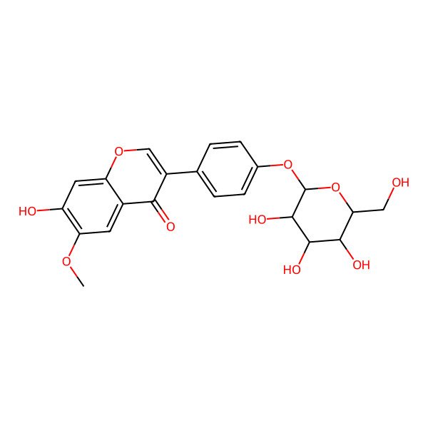2D Structure of 7-hydroxy-6-methoxy-3-[4-[(2S,3R,4S,5S,6R)-3,4,5-trihydroxy-6-(hydroxymethyl)oxan-2-yl]oxyphenyl]chromen-4-one