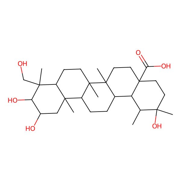 2D Structure of 2,10,11-Trihydroxy-9-(hydroxymethyl)-1,2,6a,6b,9,12a-hexamethyl-1,3,4,5,6,6a,7,8,8a,10,11,12,13,14,14a,14b-hexadecahydropicene-4a-carboxylic acid