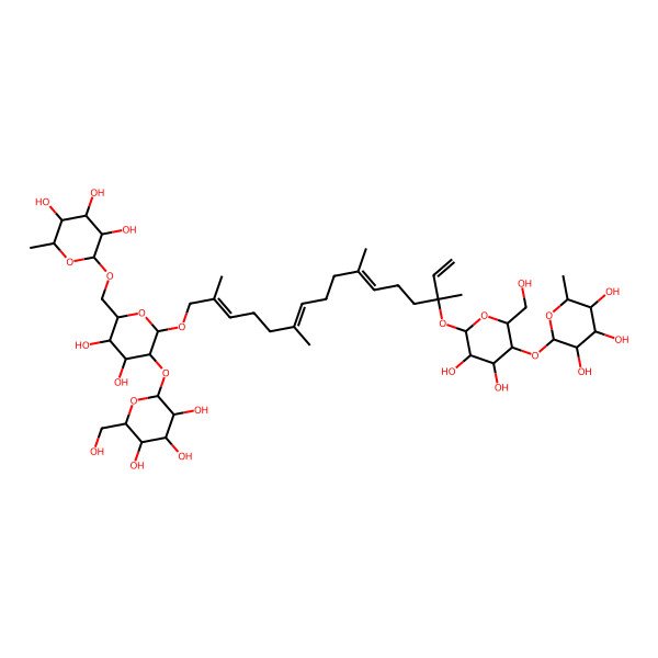 2D Structure of 2-[[6-[14-[3,4-Dihydroxy-6-(hydroxymethyl)-5-(3,4,5-trihydroxy-6-methyloxan-2-yl)oxyoxan-2-yl]oxy-2,6,10,14-tetramethylhexadeca-2,6,10,15-tetraenoxy]-3,4-dihydroxy-5-[3,4,5-trihydroxy-6-(hydroxymethyl)oxan-2-yl]oxyoxan-2-yl]methoxy]-6-methyloxane-3,4,5-triol
