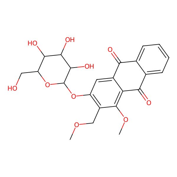 2D Structure of 1-methoxy-2-(methoxymethyl)-3-[(2S,3R,4S,5S,6R)-3,4,5-trihydroxy-6-(hydroxymethyl)oxan-2-yl]oxyanthracene-9,10-dione