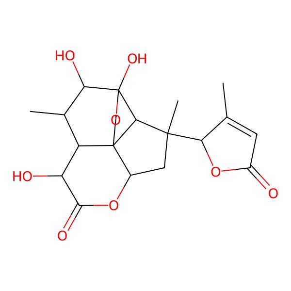 2D Structure of (1S,2R,3S,5R,8R,9S,10R,11R,12R)-8,11,12-trihydroxy-3,10-dimethyl-3-[(2S)-3-methyl-5-oxo-2H-furan-2-yl]-6,13-dioxatetracyclo[7.5.0.01,5.02,12]tetradecan-7-one