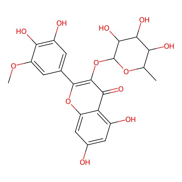 2D Structure of 2-(3,4-Dihydroxy-5-methoxyphenyl)-5,7-dihydroxy-3-(3,4,5-trihydroxy-6-methyloxan-2-yl)oxychromen-4-one