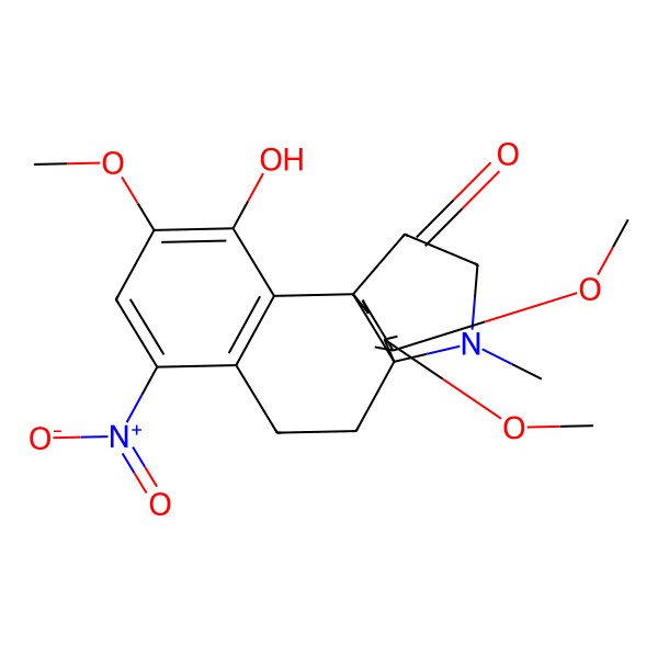 2D Structure of 3-Hydroxy-4,11,12-trimethoxy-17-methyl-6-nitro-17-azatetracyclo[8.4.3.01,10.02,7]heptadeca-2(7),3,5,11-tetraen-13-one