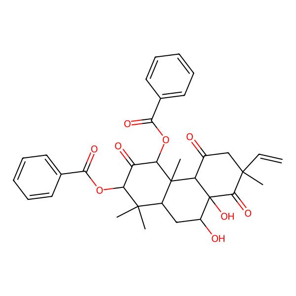 2D Structure of (4-benzoyloxy-7-ethenyl-8a,9-dihydroxy-1,1,4a,7-tetramethyl-3,5,8-trioxo-4,4b,6,9,10,10a-hexahydro-2H-phenanthren-2-yl) benzoate