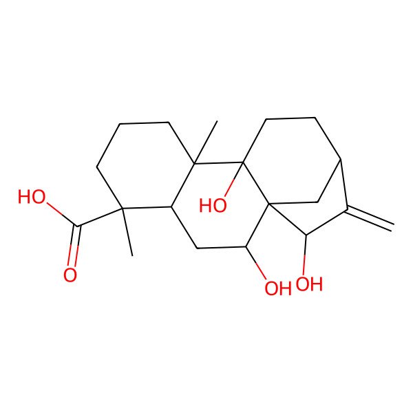 2D Structure of (1R,2S,4S,5R,9R,10R,13R,15S)-2,10,15-trihydroxy-5,9-dimethyl-14-methylidenetetracyclo[11.2.1.01,10.04,9]hexadecane-5-carboxylic acid