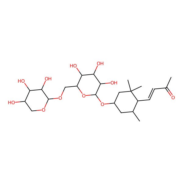 2D Structure of 4-[2,2,6-Trimethyl-4-[3,4,5-trihydroxy-6-[(3,4,5-trihydroxyoxan-2-yl)oxymethyl]oxan-2-yl]oxycyclohexyl]but-3-en-2-one