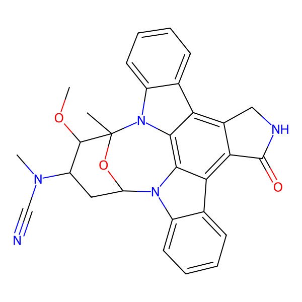 2D Structure of (3-Methoxy-2-methyl-16-oxo-29-oxa-1,7,17-triazaoctacyclo[12.12.2.12,6.07,28.08,13.015,19.020,27.021,26]nonacosa-8,10,12,14,19,21,23,25,27-nonaen-4-yl)-methylcyanamide