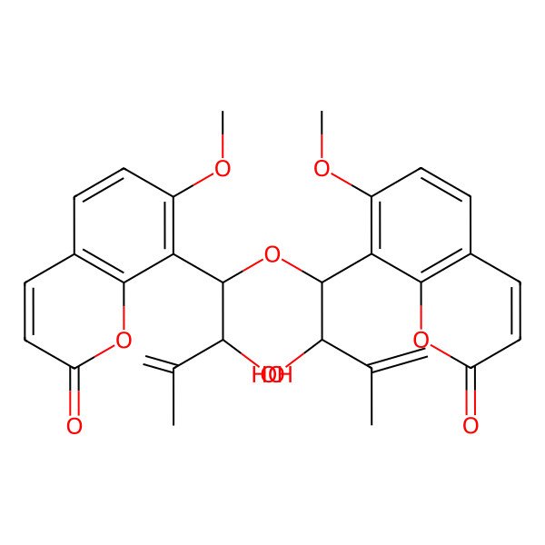 2D Structure of 8-[2-Hydroxy-1-[2-hydroxy-1-(7-methoxy-2-oxochromen-8-yl)-3-methylbut-3-enoxy]-3-methylbut-3-enyl]-7-methoxychromen-2-one