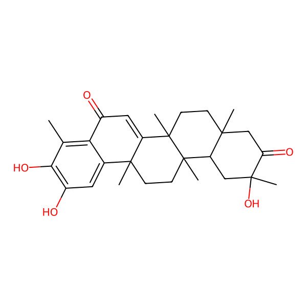 2D Structure of (2R,4aS,6aR,6aS,14aS,14bR)-2,10,11-trihydroxy-2,4a,6a,6a,9,14a-hexamethyl-4,5,6,13,14,14b-hexahydro-1H-picene-3,8-dione