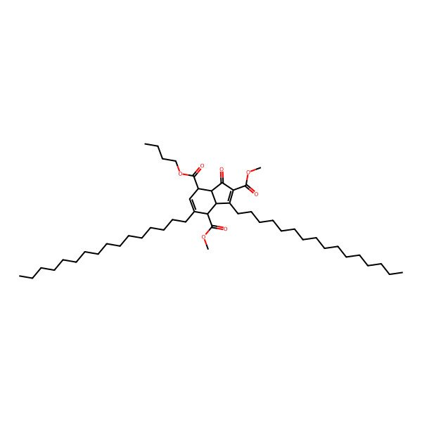2D Structure of 7-O-butyl 2-O,4-O-dimethyl (3aR,4S,7R,7aS)-3,5-dihexadecyl-1-oxo-3a,4,7,7a-tetrahydroindene-2,4,7-tricarboxylate