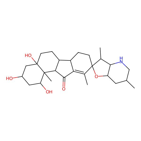 2D Structure of 1,3,4a-trihydroxy-3',6',10,11b-tetramethylspiro[2,3,4,5,6,6a,6b,7,8,11a-decahydro-1H-benzo[a]fluorene-9,2'-3a,4,5,6,7,7a-hexahydro-3H-furo[3,2-b]pyridine]-11-one