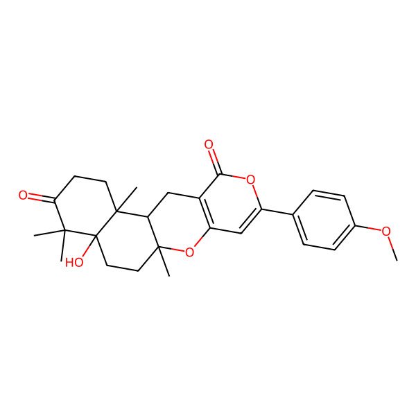 2D Structure of 7-Hydroxy-14-(4-methoxyphenyl)-2,6,6,10-tetramethyl-11,15-dioxatetracyclo[8.8.0.02,7.012,17]octadeca-12(17),13-diene-5,16-dione