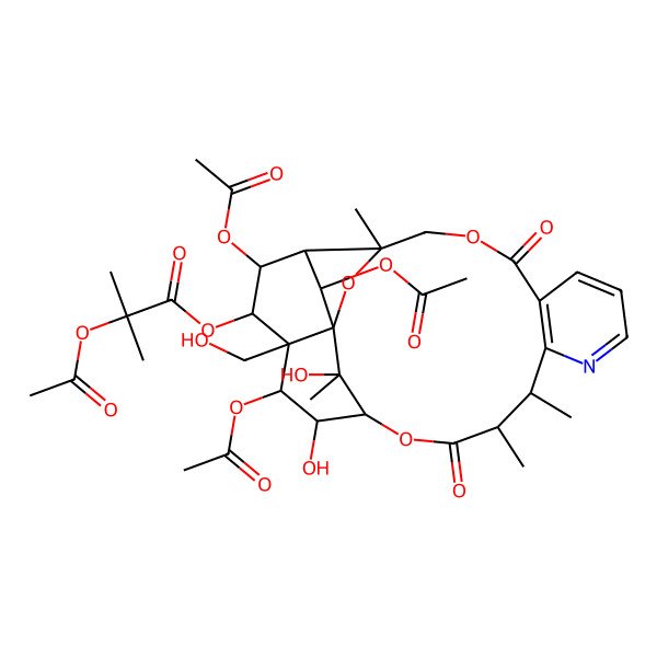 2D Structure of [(1R,3S,13R,14R,17S,18R,19S,20S,21R,22R,23S,24S,25S)-19,22,24-triacetyloxy-18,25-dihydroxy-20-(hydroxymethyl)-3,13,14,25-tetramethyl-6,15-dioxo-2,5,16-trioxa-11-azapentacyclo[15.7.1.01,20.03,23.07,12]pentacosa-7(12),8,10-trien-21-yl] 2-acetyloxy-2-methylpropanoate