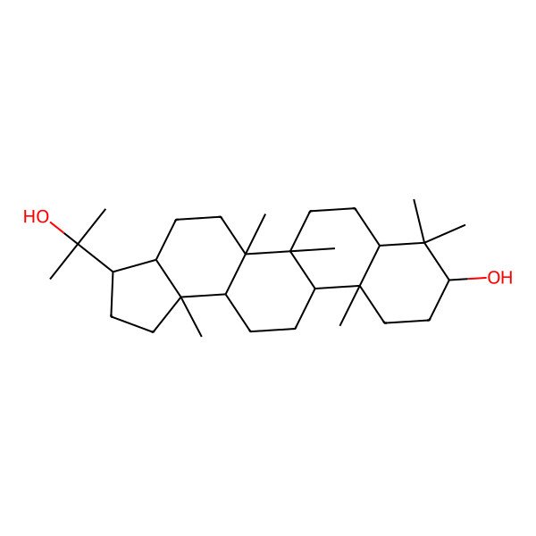 2D Structure of 3-(2-Hydroxypropan-2-yl)-5a,5b,8,8,11a,13b-hexamethyl-1,2,3,3a,4,5,6,7,7a,9,10,11,11b,12,13,13a-hexadecahydrocyclopenta[a]chrysen-9-ol