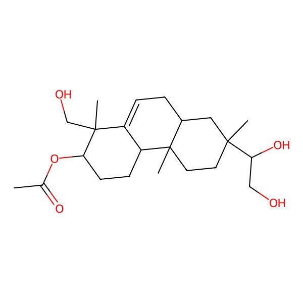 2D Structure of [7-(1,2-dihydroxyethyl)-1-(hydroxymethyl)-1,4b,7-trimethyl-3,4,4a,5,6,8,8a,9-octahydro-2H-phenanthren-2-yl] acetate