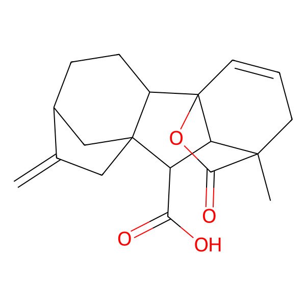 2D Structure of (1R,2R,8S,9S,10R)-11-methyl-6-methylidene-16-oxo-15-oxapentacyclo[9.3.2.15,8.01,10.02,8]heptadec-13-ene-9-carboxylic acid