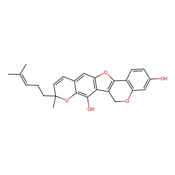 2D Structure of 6-Methyl-6-(4-methylpent-3-enyl)-5,12,20-trioxapentacyclo[11.8.0.02,11.04,9.014,19]henicosa-1(13),2(11),3,7,9,14(19),15,17-octaene-3,17-diol