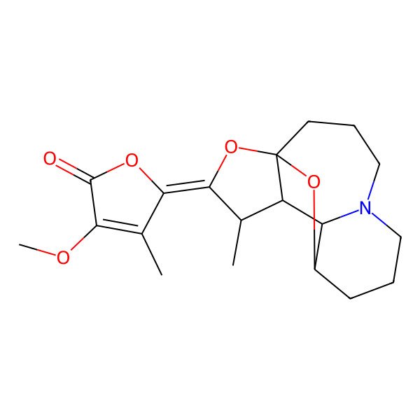 2D Structure of (5Z)-3-methoxy-4-methyl-5-[(1S,9R,10R,11R,12S)-12-methyl-14,15-dioxa-5-azatetracyclo[7.5.1.01,11.05,10]pentadecan-13-ylidene]furan-2-one