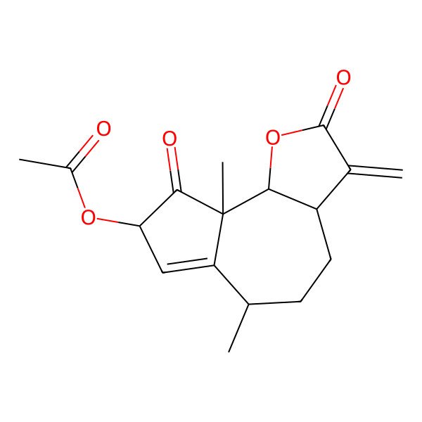 2D Structure of [(3aS,6S,8R,9aR,9bR)-6,9a-dimethyl-3-methylidene-2,9-dioxo-3a,4,5,6,8,9b-hexahydroazuleno[4,5-b]furan-8-yl] acetate