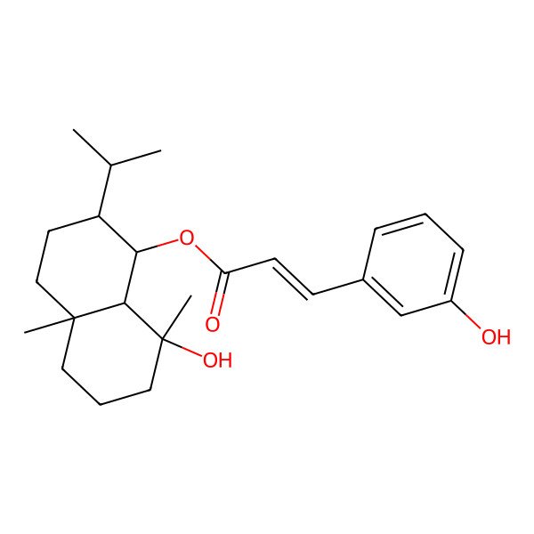 2D Structure of [(1R,2S,4aR,8S,8aS)-8-hydroxy-4a,8-dimethyl-2-propan-2-yl-1,2,3,4,5,6,7,8a-octahydronaphthalen-1-yl] (E)-3-(3-hydroxyphenyl)prop-2-enoate