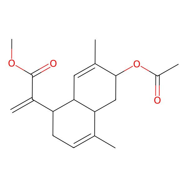 2D Structure of methyl 2-[(1R,4aS,6S,8aR)-6-acetyloxy-4,7-dimethyl-1,2,4a,5,6,8a-hexahydronaphthalen-1-yl]prop-2-enoate