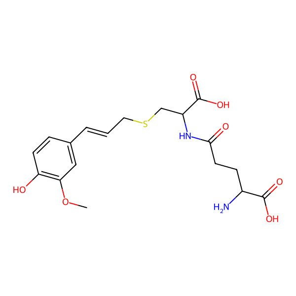 2D Structure of (2S)-2-amino-5-[[(1R)-1-carboxy-2-[3-(4-hydroxy-3-methoxyphenyl)prop-2-enylsulfanyl]ethyl]amino]-5-oxopentanoic acid