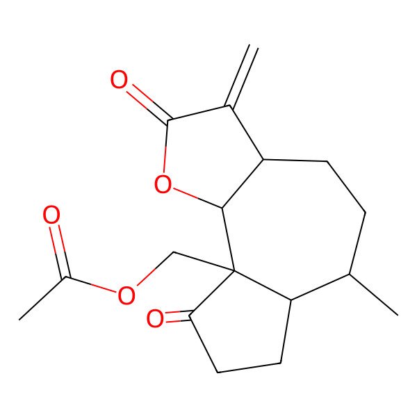 2D Structure of [(3aR,6S,6aS,9aS,9bR)-6-methyl-3-methylidene-2,9-dioxo-3a,4,5,6,6a,7,8,9b-octahydroazuleno[4,5-b]furan-9a-yl]methyl acetate