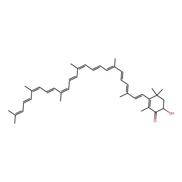 2D Structure of (6S)-3-[(1E,3E,5E,7E,9E,11E,13E,15E,17E,19E,21Z)-3,7,12,16,20,24-hexamethylpentacosa-1,3,5,7,9,11,13,15,17,19,21,23-dodecaenyl]-6-hydroxy-2,4,4-trimethylcyclohex-2-en-1-one