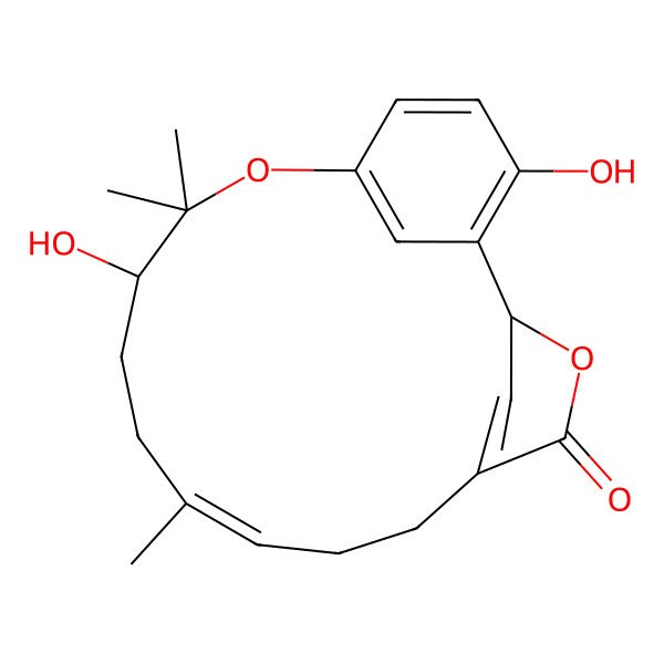 2D Structure of (2R,8E,12S)-12,18-dihydroxy-9,13,13-trimethyl-3,14-dioxatricyclo[13.3.1.12,5]icosa-1(18),5(20),8,15(19),16-pentaen-4-one