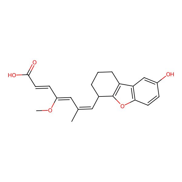 2D Structure of (2E,4Z,6E)-7-[(4S)-8-hydroxy-1,2,3,4-tetrahydrodibenzofuran-4-yl]-4-methoxy-6-methylhepta-2,4,6-trienoic acid