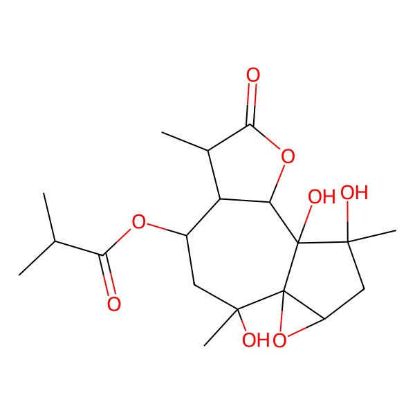 2D Structure of [(1R,2R,4S,5R,6S,9S,10R,11S,13S)-2,10,11-trihydroxy-2,6,11-trimethyl-7-oxo-8,14-dioxatetracyclo[8.4.0.01,13.05,9]tetradecan-4-yl] 2-methylpropanoate