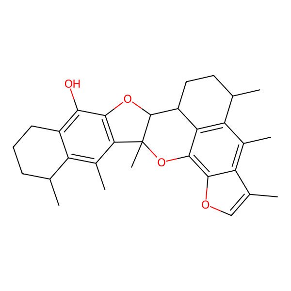 2D Structure of (1S,2R,10S,14R,24S)-10,12,14,20,22,24-hexamethyl-3,15,18-trioxaheptacyclo[14.10.1.02,14.04,13.06,11.017,21.023,27]heptacosa-4(13),5,11,16,19,21,23(27)-heptaen-5-ol
