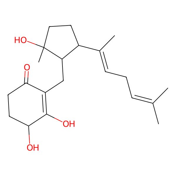 2D Structure of 3,4-dihydroxy-2-[[2-hydroxy-2-methyl-5-[(2Z)-6-methylhepta-2,5-dien-2-yl]cyclopentyl]methyl]cyclohex-2-en-1-one