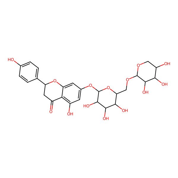 2D Structure of (2S)-5-hydroxy-2-(4-hydroxyphenyl)-7-[(2S,3R,4S,5S,6R)-3,4,5-trihydroxy-6-[[(2S,3R,4S,5R)-3,4,5-trihydroxyoxan-2-yl]oxymethyl]oxan-2-yl]oxy-2,3-dihydrochromen-4-one