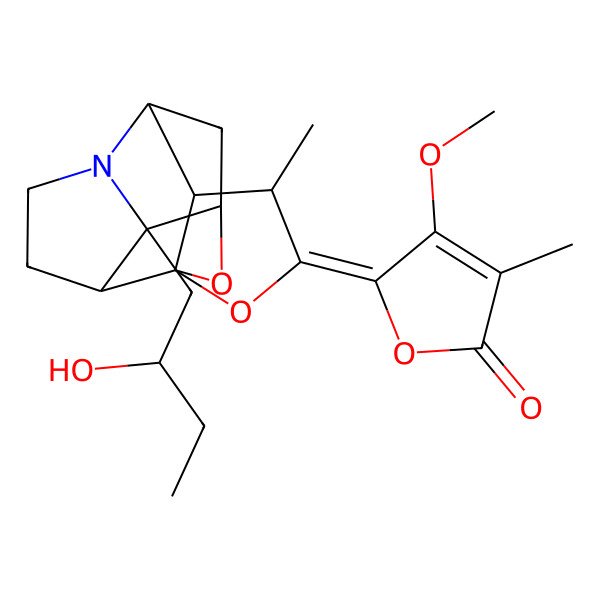 2D Structure of (5Z)-5-[(1S,4S,5R,6S,8S,13R)-9-[(2S)-2-hydroxybutyl]-4-methyl-2,14-dioxa-10-azapentacyclo[6.5.1.01,5.06,10.09,13]tetradecan-3-ylidene]-4-methoxy-3-methylfuran-2-one