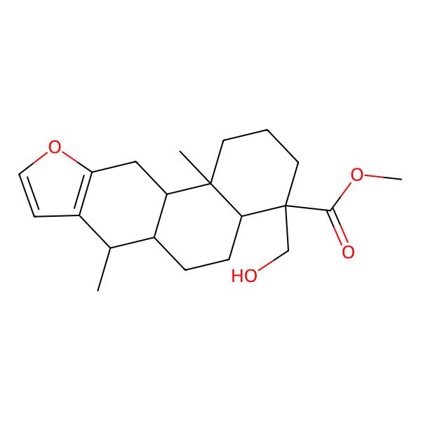 2D Structure of Methyl 4-(hydroxymethyl)-7,11b-dimethyl-1,2,3,4a,5,6,6a,7,11,11a-decahydronaphtho[2,1-f][1]benzofuran-4-carboxylate